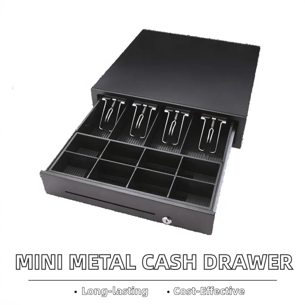 Cajón Monedero Metálico Automático POS (4 Billetes / 8 Monedas - RJ11 / USB)